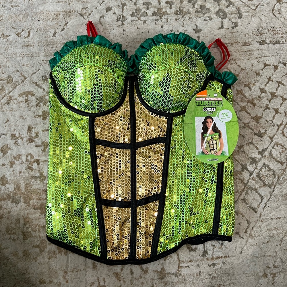 Green and Gold Sequin Turtle Corset TMNT Halloween